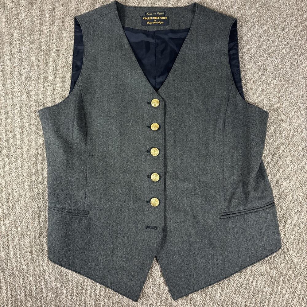 Vintage Collectible Gold Men’s Suit Vest Tweed Medium Gray
